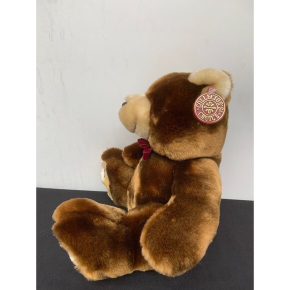 Dan Dee Collectors Choice Teddy Bear 10" Plush Brown Maroon Velvet Bow Stuffed A - Picture 2 of 8